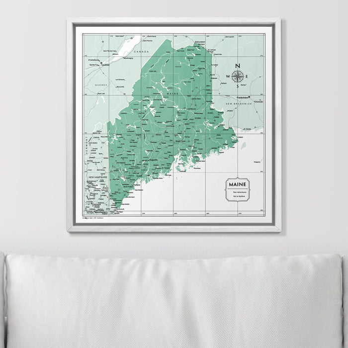 Push Pin Maine Map (Pin Board) - Green Color Splash CM Pin Board