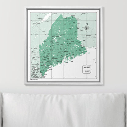 Push Pin Maine Map (Pin Board) - Green Color Splash CM Pin Board