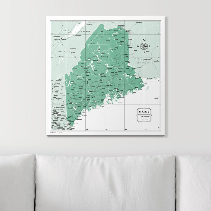 Push Pin Maine Map (Pin Board) - Green Color Splash CM Pin Board
