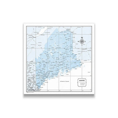 Push Pin Maine Map (Pin Board) - Light Blue Color Splash CM Pin Board