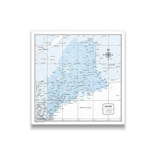 Push Pin Maine Map (Pin Board) - Light Blue Color Splash CM Pin Board