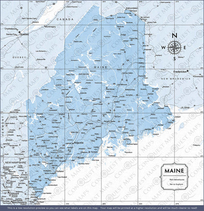Push Pin Maine Map (Pin Board) - Light Blue Color Splash CM Pin Board