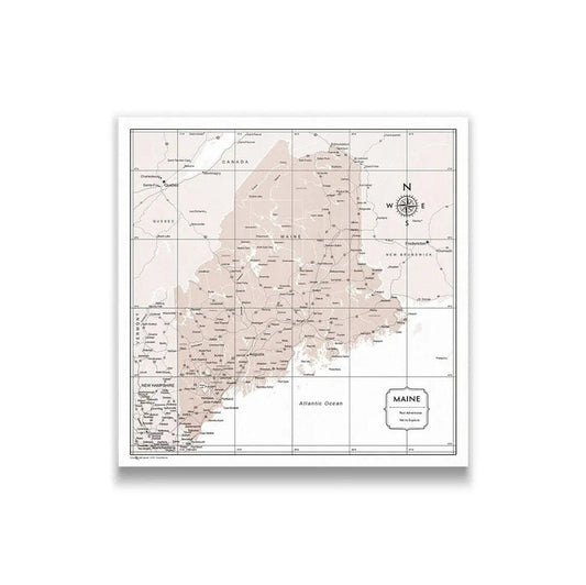 Push Pin Maine Map (Pin Board) - Light Brown Color Splash CM Pin Board