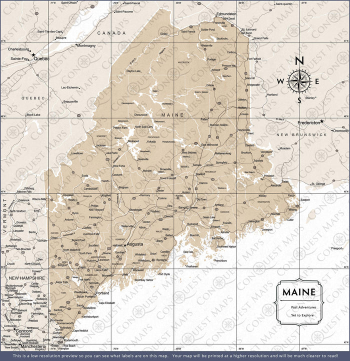 Push Pin Maine Map (Pin Board) - Light Brown Color Splash CM Pin Board