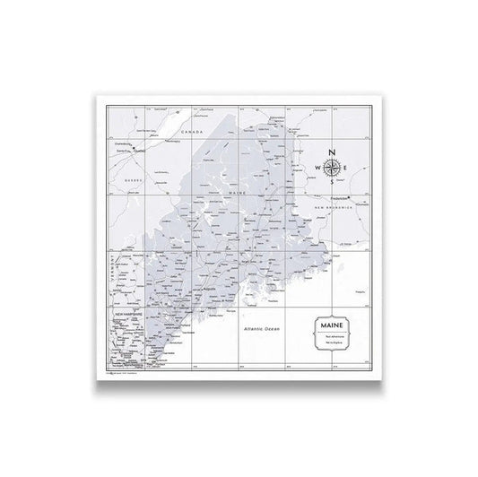 Push Pin Maine Map (Pin Board) - Light Gray Color Splash CM Pin Board