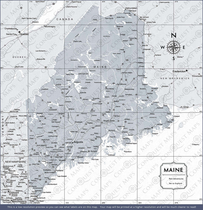 Push Pin Maine Map (Pin Board) - Light Gray Color Splash CM Pin Board