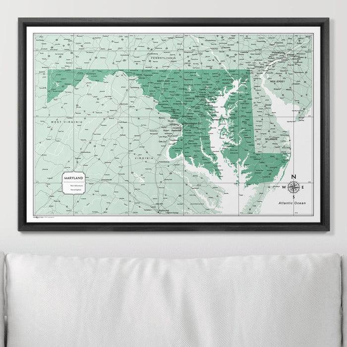Push Pin Maryland Map (Pin Board) - Green Color Splash CM Pin Board