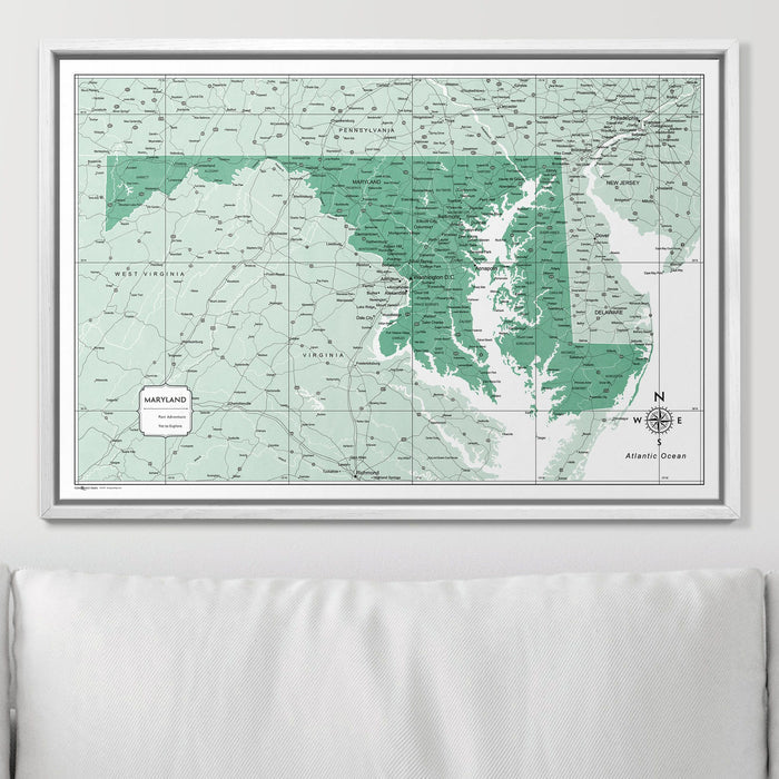 Push Pin Maryland Map (Pin Board) - Green Color Splash CM Pin Board