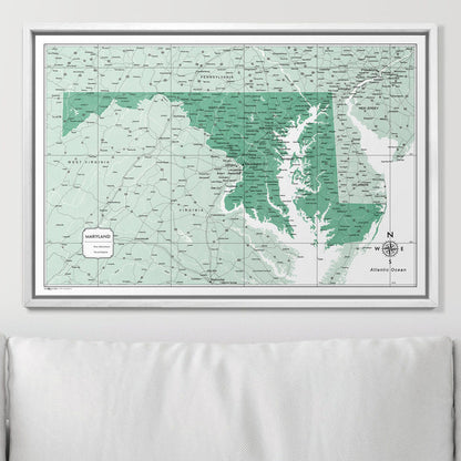 Push Pin Maryland Map (Pin Board) - Green Color Splash CM Pin Board