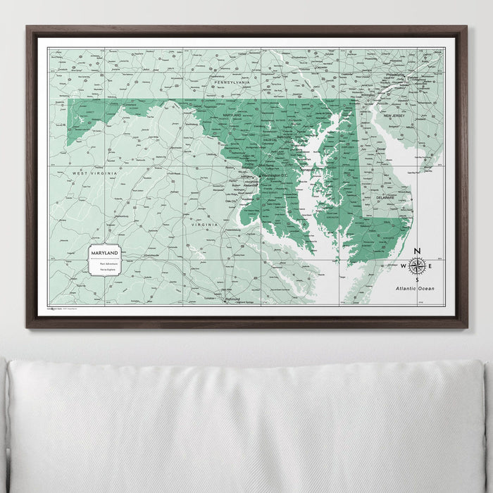Push Pin Maryland Map (Pin Board) - Green Color Splash CM Pin Board