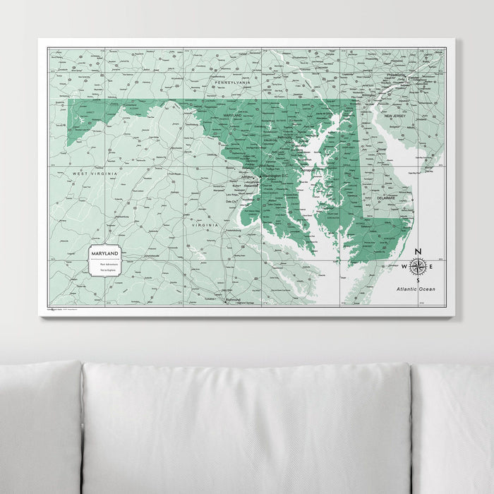 Push Pin Maryland Map (Pin Board) - Green Color Splash CM Pin Board