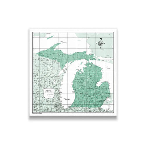 Push Pin Michigan Map (Pin Board) - Green Color Splash CM Pin Board