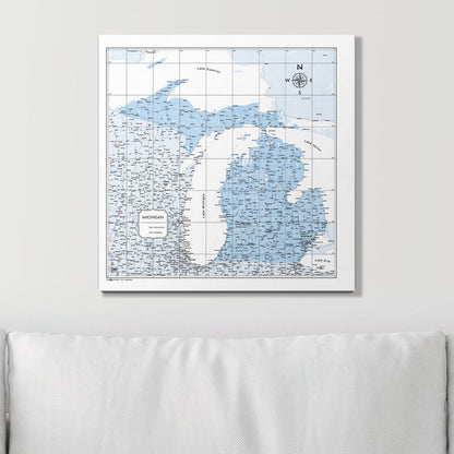Push Pin Michigan Map (Pin Board) - Light Blue Color Splash CM Pin Board