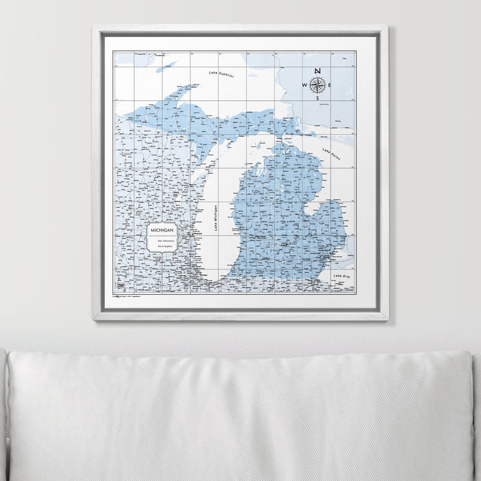 Push Pin Michigan Map (Pin Board) - Light Blue Color Splash CM Pin Board