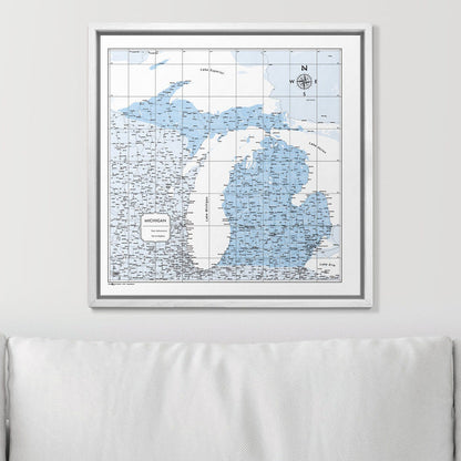 Push Pin Michigan Map (Pin Board) - Light Blue Color Splash CM Pin Board