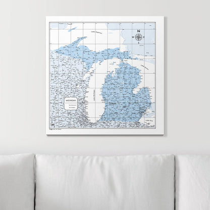 Push Pin Michigan Map (Pin Board) - Light Blue Color Splash CM Pin Board