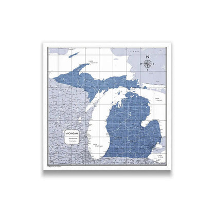 Push Pin Michigan Map (Pin Board) - Navy Color Splash CM Pin Board