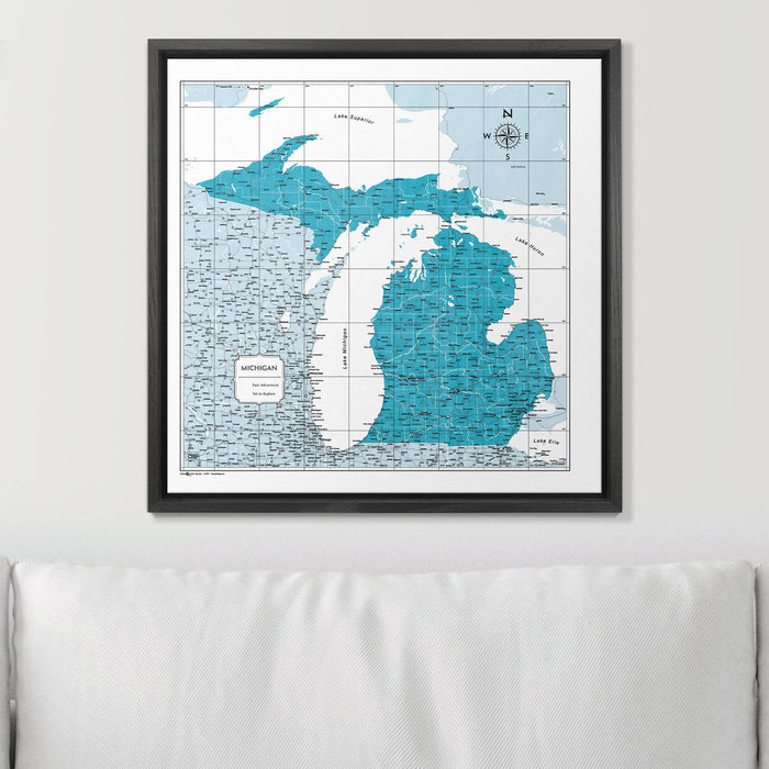 Push Pin Michigan Map (Pin Board) - Teal Color Splash CM Pin Board