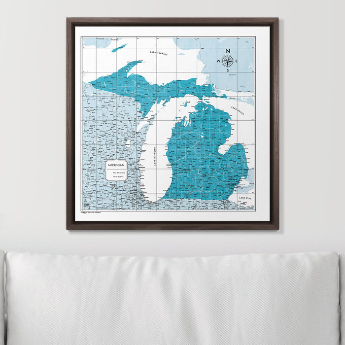 Push Pin Michigan Map (Pin Board) - Teal Color Splash CM Pin Board