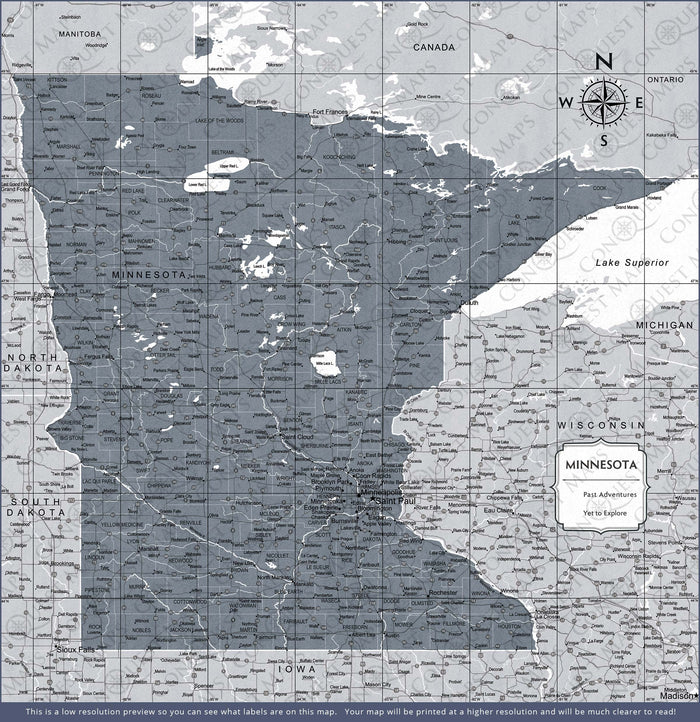 Push Pin Minnesota Map (Pin Board) - Dark Gray Color Splash CM Pin Board