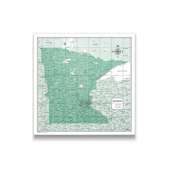 Push Pin Minnesota Map (Pin Board) - Green Color Splash CM Pin Board