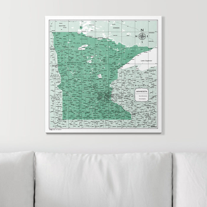 Push Pin Minnesota Map (Pin Board) - Green Color Splash CM Pin Board
