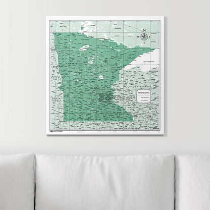 Push Pin Minnesota Map (Pin Board) - Green Color Splash CM Pin Board