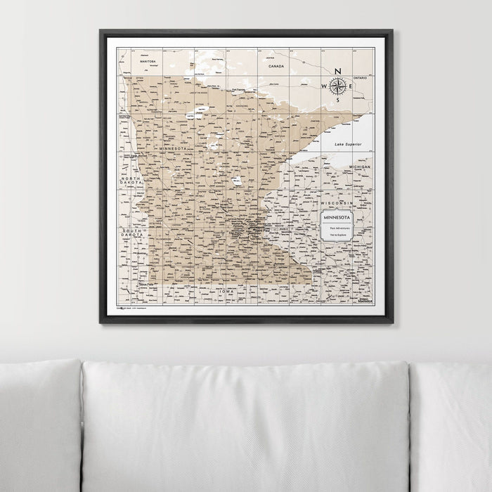 Push Pin Minnesota Map (Pin Board) - Light Brown Color Splash CM Pin Board