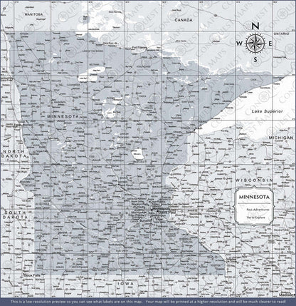 Push Pin Minnesota Map (Pin Board) - Light Gray Color Splash CM Pin Board
