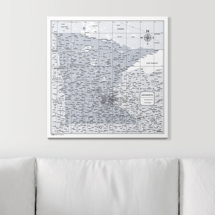 Push Pin Minnesota Map (Pin Board) - Light Gray Color Splash CM Pin Board