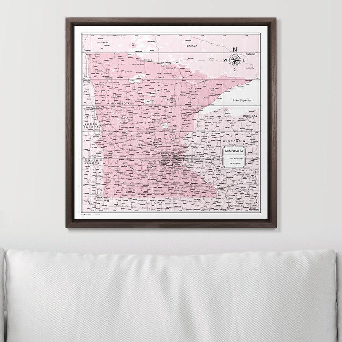 Push Pin Minnesota Map (Pin Board) - Pink Color Splash CM Pin Board