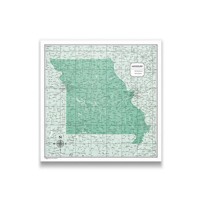 Push Pin Missouri Map (Pin Board) - Green Color Splash CM Pin Board