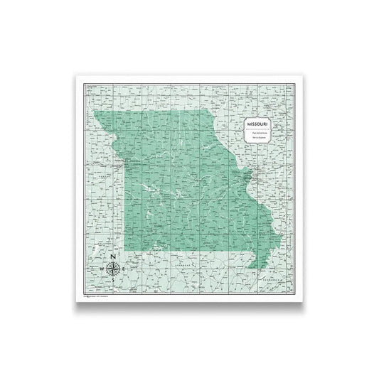 Push Pin Missouri Map (Pin Board) - Green Color Splash CM Pin Board