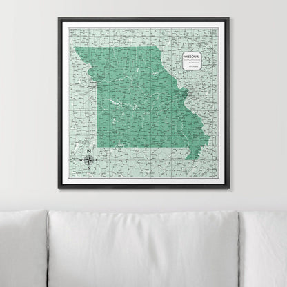 Push Pin Missouri Map (Pin Board) - Green Color Splash CM Pin Board