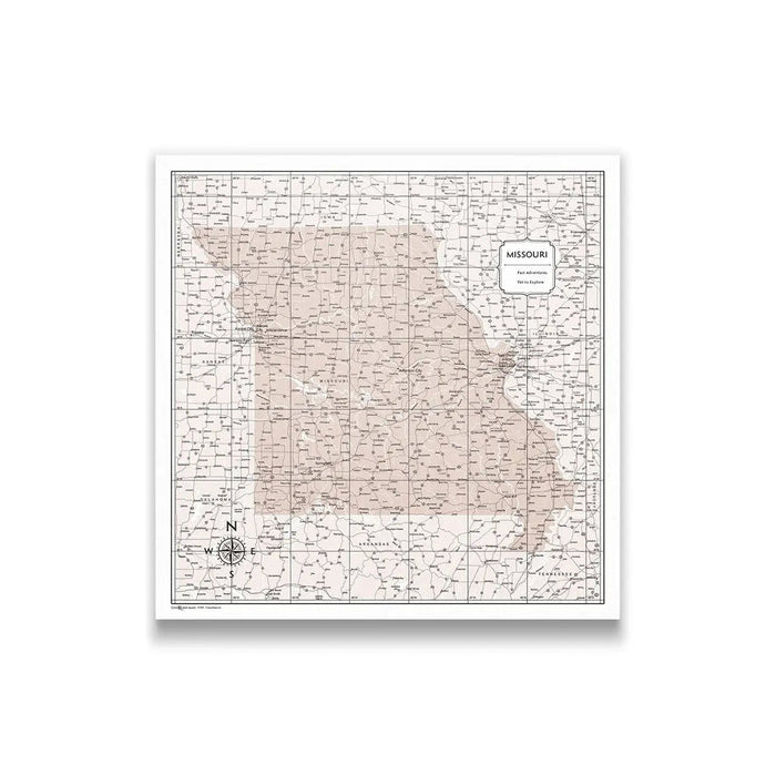 Push Pin Missouri Map (Pin Board) - Light Brown Color Splash CM Pin Board