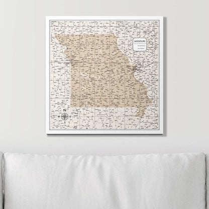Push Pin Missouri Map (Pin Board) - Light Brown Color Splash CM Pin Board