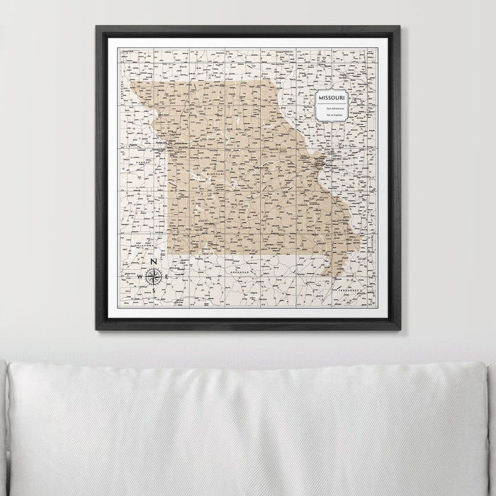 Push Pin Missouri Map (Pin Board) - Light Brown Color Splash CM Pin Board