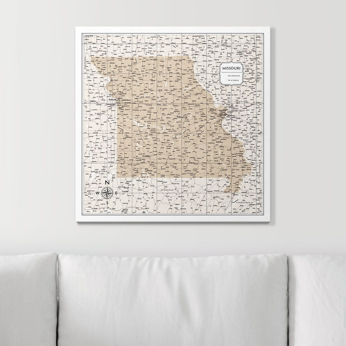 Push Pin Missouri Map (Pin Board) - Light Brown Color Splash CM Pin Board