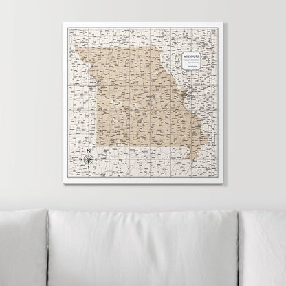Push Pin Missouri Map (Pin Board) - Light Brown Color Splash CM Pin Board