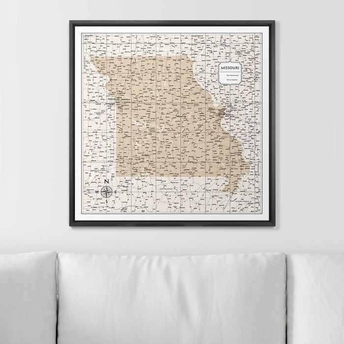 Push Pin Missouri Map (Pin Board) - Light Brown Color Splash CM Pin Board