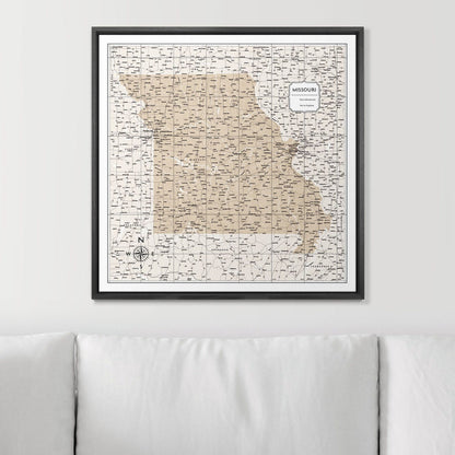 Push Pin Missouri Map (Pin Board) - Light Brown Color Splash CM Pin Board