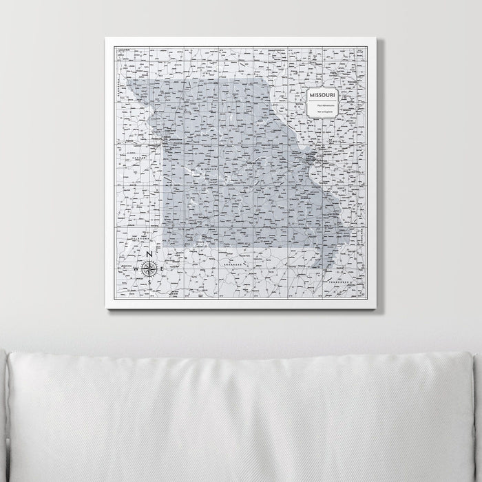 Push Pin Missouri Map (Pin Board) - Light Gray Color Splash CM Pin Board