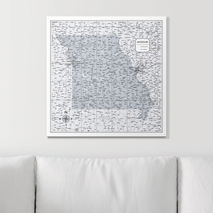 Push Pin Missouri Map (Pin Board) - Light Gray Color Splash CM Pin Board