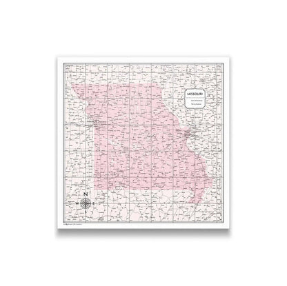 Push Pin Missouri Map (Pin Board) - Pink Color Splash CM Pin Board