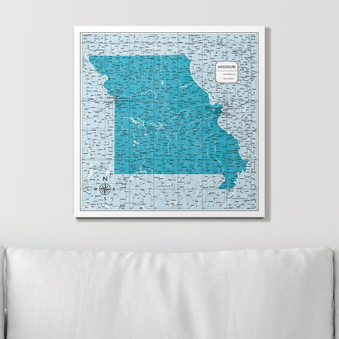 Push Pin Missouri Map (Pin Board) - Teal Color Splash CM Pin Board
