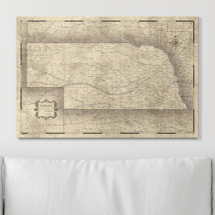 Push Pin Nebraska Map (Pin Board) - Rustic Vintage CM Pin Board