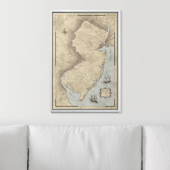 Push Pin New Jersey Map (Pin Board) - Rustic Vintage CM Pin Board