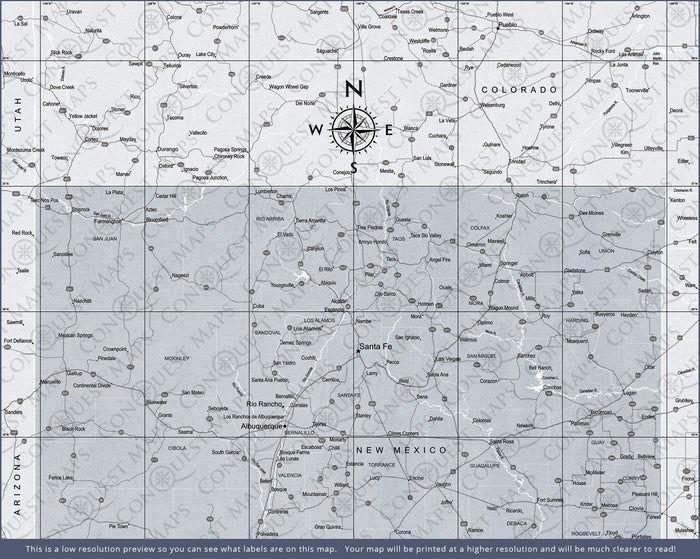 Push Pin New Mexico Map (Pin Board) - Light Gray Color Splash CM Pin Board