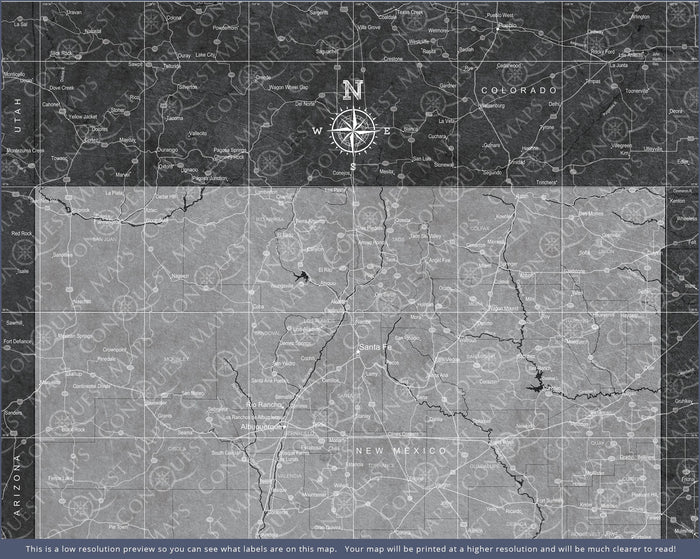 Push Pin New Mexico Map (Pin Board) - Modern Slate CM Pin Board