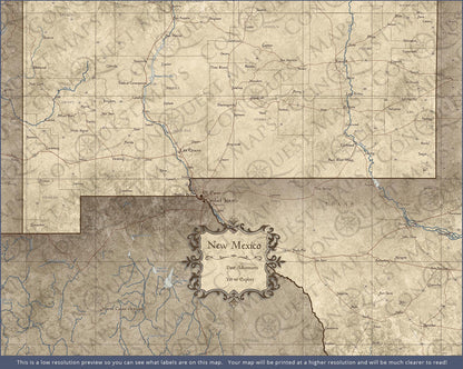 Push Pin New Mexico Map (Pin Board) - Rustic Vintage CM Pin Board